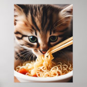 Schattige kitten eten ramen noedels poster (Voorkant)