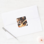 Schattige kitten eten ramen noedels vierkante sticker (Envelop)