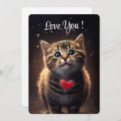 Schattige Kitten houdt van je - Valentijnsdag Feestdagenkaart (Voorkant / Achterkant)
