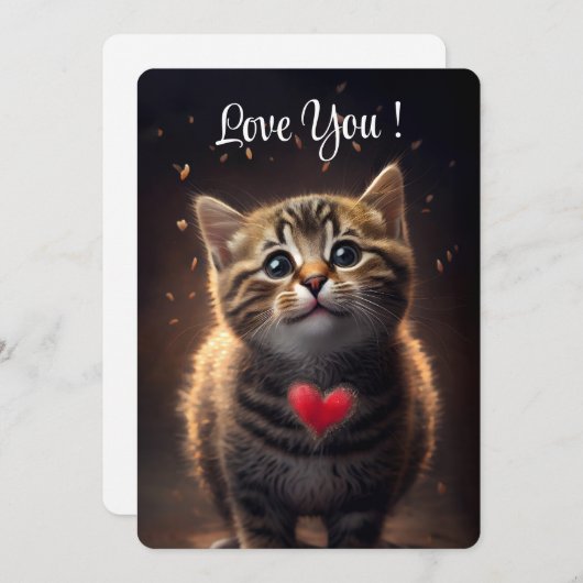 Schattige Kitten houdt van je - Valentijnsdag Feestdagenkaart (Voorkant / Achterkant)