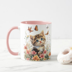 Schattige kitten in bloemetjes - Schattige kattenb Mok