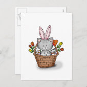 Schattige kitten in de paasmand feestdagenkaart (Voorkant / Achterkant)