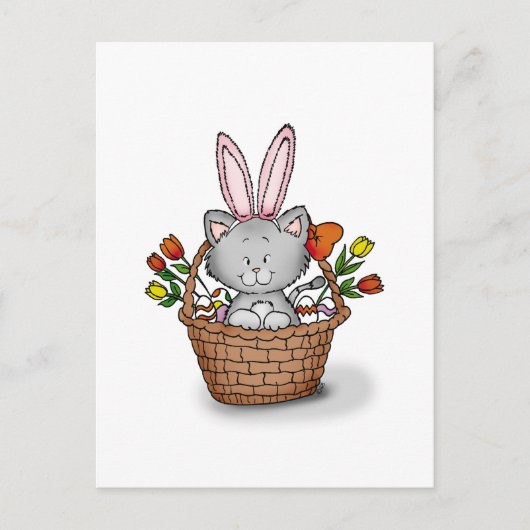Schattige kitten in de paasmand feestdagenkaart (Voorkant)
