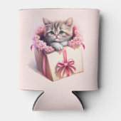 Schattige kitten in een doos Verjaardagscadeau Blikjeskoeler (Voorkant)