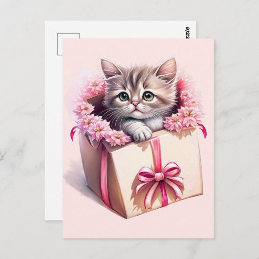 Schattige kitten in een doos Verjaardagscadeau Briefkaart (Voorkant / Achterkant)