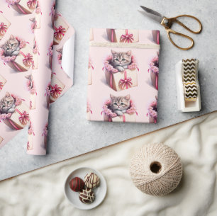 Schattige kitten in een doos Verjaardagscadeau Cadeaupapier
