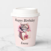 Schattige kitten in een doos Verjaardagscadeau Papieren Bekers (Voorkant)