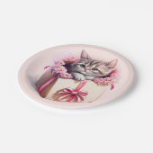 Schattige kitten in een doos Verjaardagscadeau Papieren Bordje (Gekanteld)