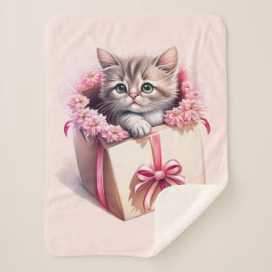 Schattige kitten in een doos Verjaardagscadeau Sherpa Deken