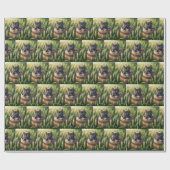 Schattige kitten in een houten vat cadeaupapier (Vlak)