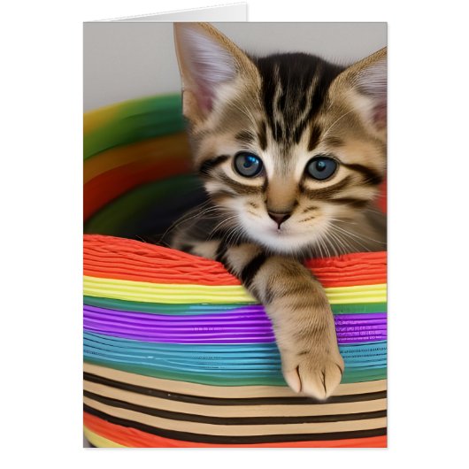 Schattige kitten in een kleurrijke mand Blank Insi (Voorkant)