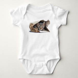 Schattige kitten in een papieren zak romper