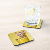 Schattige kitten in gele emmer bier onderzetter (Rechterzijde)