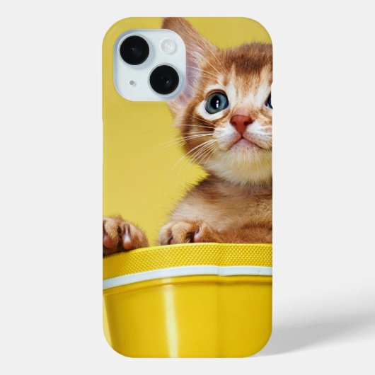 Schattige kitten in gele emmer Case-Mate iPhone case (Achterkant)
