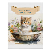 SCHATTIGE KITTEN IN KOM MET NAAM Kids Verjaardag Perfect Poster (Voorkant)
