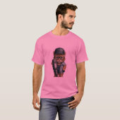 Schattige Kitten Interviewer Cartoon Sticker T-shirt (Voorkant volledig)
