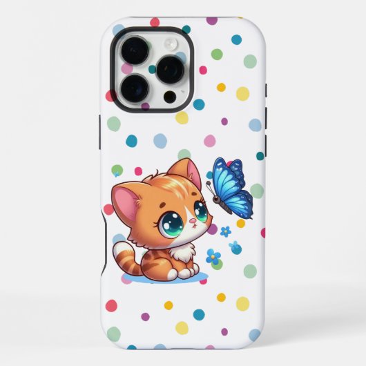 Schattige kitten/kat & vlinder iPhone hoesje (Achterkant)
