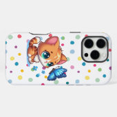 Schattige kitten/kat & vlinder iPhone hoesje (Achterkant horizontaal)