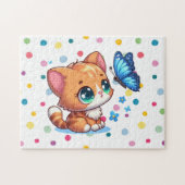 Schattige kitten/kat & vlinder legpuzzel (Horizontaal)