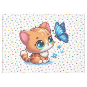 Schattige kitten/kat & vlinder tafelkleed (Voorkant (Horizontaal))
