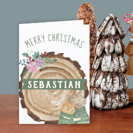 Schattige Kitten Katten Landelijk Kerstmis Feestdagen Kaart