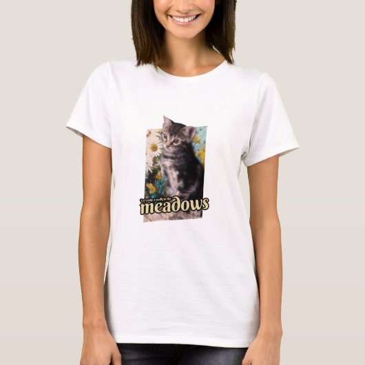 Schattige kitten laat een wandeling maken in de we t-shirt (Voorkant)