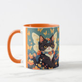 Schattige kitten met bloemen en vlinders mok (Links)