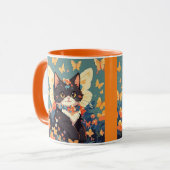 Schattige kitten met bloemen en vlinders mok (Voorkant links)