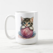 Schattige kitten met bol garen Schattigee kat Koffiemok (Links)