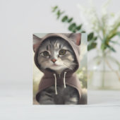 Schattige kitten met een capuchon briefkaart (Staand voorkant)