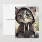 Schattige kitten met een capuchon briefkaart (Voorkant / Achterkant)
