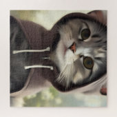 Schattige kitten met een capuchon legpuzzel (Horizontaal)