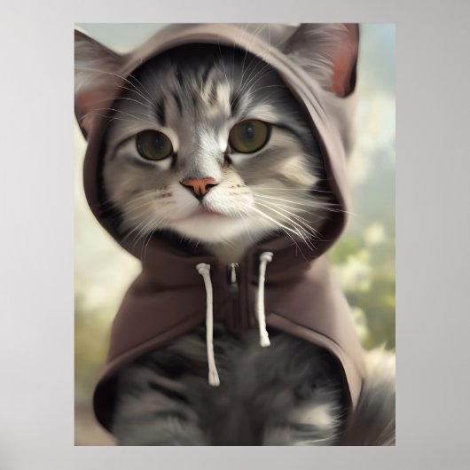 Schattige kitten met een capuchon poster (Voorkant)