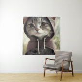 Schattige kitten met een capuchon wandkleed (In situ)