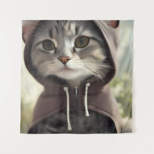 Schattige kitten met een capuchon wandkleed