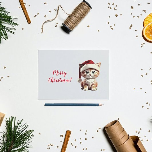 Schattige kitten met kerst Pet Briefkaart