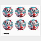 Schattige kitten met rood hart dank u Sticker (Vel)