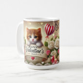 Schattige kitten met Rozen, kaarsen en harten Koffiemok (Voorkant links)