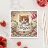 Schattige kitten met Rozen, kaarsen en harten Servet (Insitu)