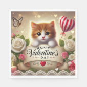 Schattige kitten met Rozen, kaarsen en harten Servet (Voorkant)