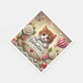 Schattige kitten met Rozen, kaarsen en harten Servet (Hoek)