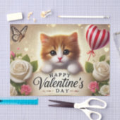 Schattige kitten met Rozen, kaarsen en harten Tissuepapier (Craft)