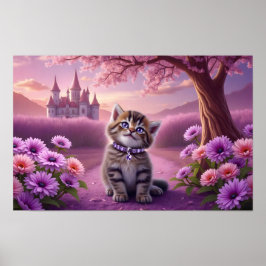 Schattige kitten met sprankelende kraag poster