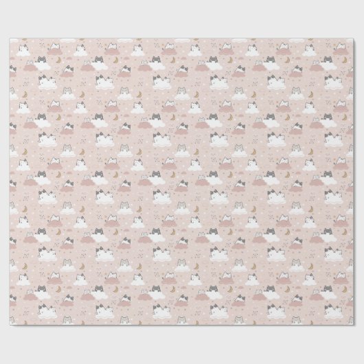 Schattige Kitten Modern Pattern Baby shower Cadeaupapier (Vlak)