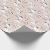 Schattige Kitten Modern Pattern Baby shower Cadeaupapier (Hoek)