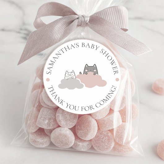 Schattige Kitten Modern Pattern Baby shower Ronde Sticker