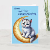 Schattige kitten op de maan kleindochter Valentijn Feestdagen Kaart (Voorkant)