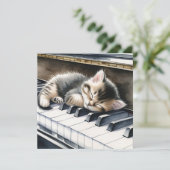 Schattige Kitten op Piano Keys Blank Kaart (Staand voorkant)