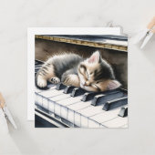 Schattige Kitten op Piano Keys Blank Kaart (Voorkant / Achterkant in situ)