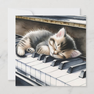 Schattige Kitten op Piano Keys Blank Kaart